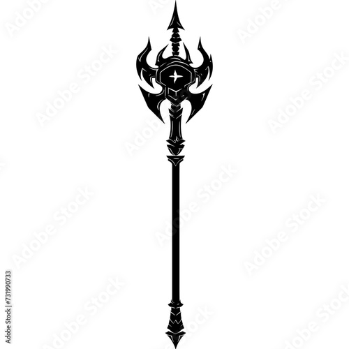Silhouette mace weapon in mmorpg game black color only