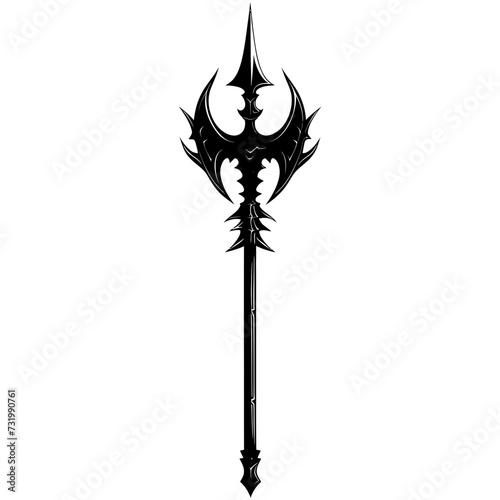 Silhouette mace weapon in mmorpg game black color only