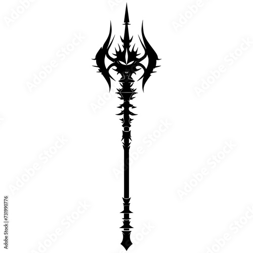 Silhouette mace weapon in mmorpg game black color only