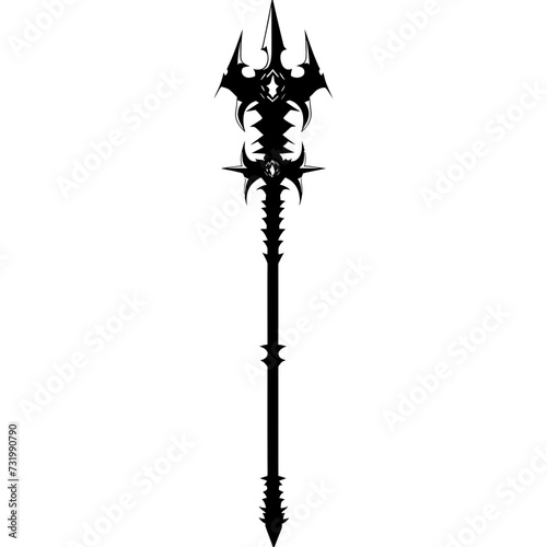 Silhouette mace weapon in mmorpg game black color only