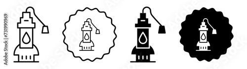 Sump pump set in black and white color. Sump pump simple flat icon vector