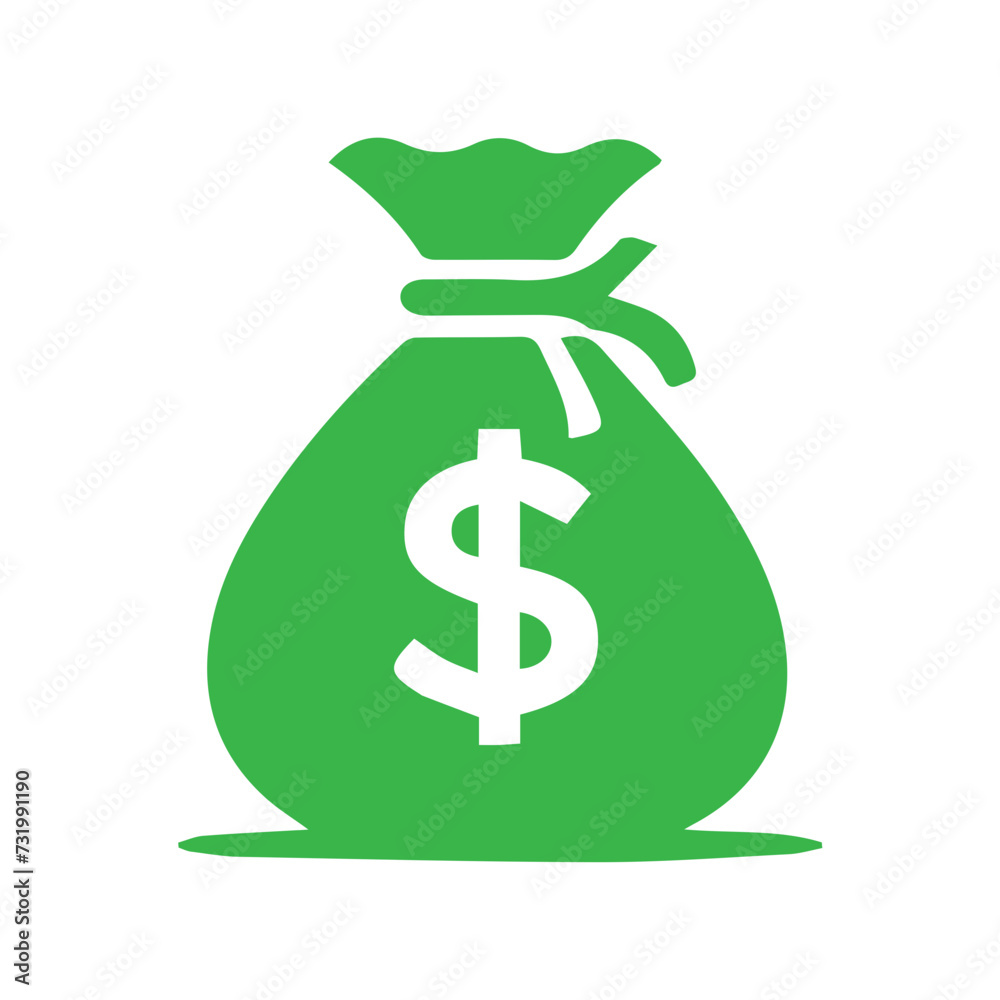 Money bag icon flat design