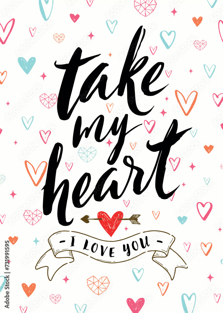 Obraz premium Love, hearts vector T shirt designs. Happy Valentine's Day with hearts and love themed Can be used for notebook cover, phone case pattern, wrapping paper, fashion print design etc.