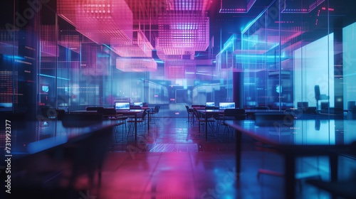 Futuristic Office Space: Neon Glow and Cyber Vibes © paco