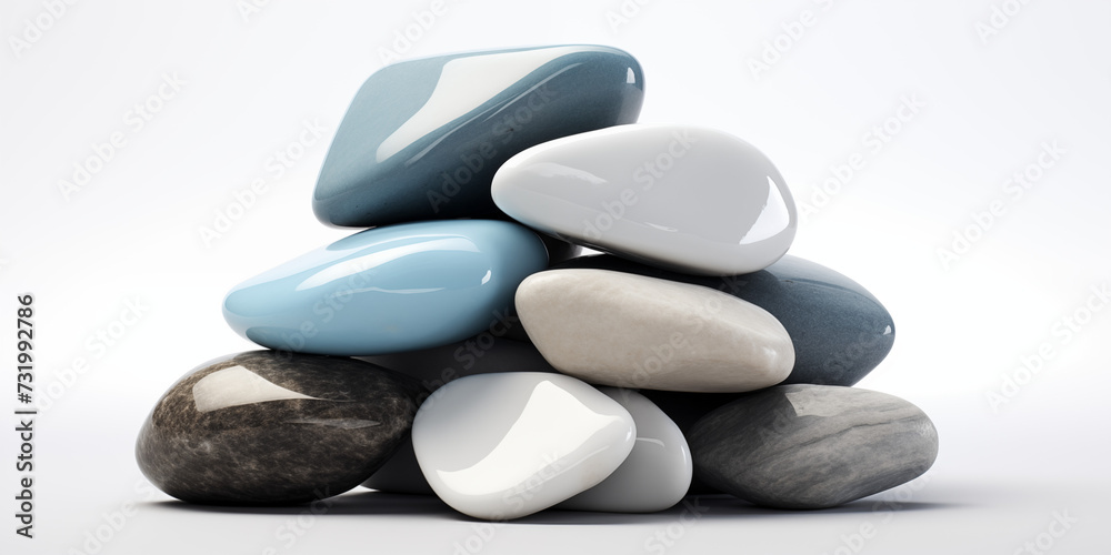 Shiny smooth glossy stones stacked in a small pile Shiny smooth glossy stones stacked in a small pile