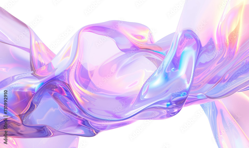 Vibrant Holographic Waves Isolated on White Background. A Mesmerizing Texture of Flowing Colors and Shapes Vibrant Holographic Waves Isolated on White Background. A Mesmerizing Texture of Flowing Colors and Shapes