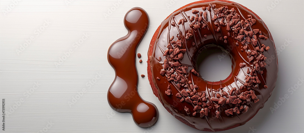 chocolate donut on white background