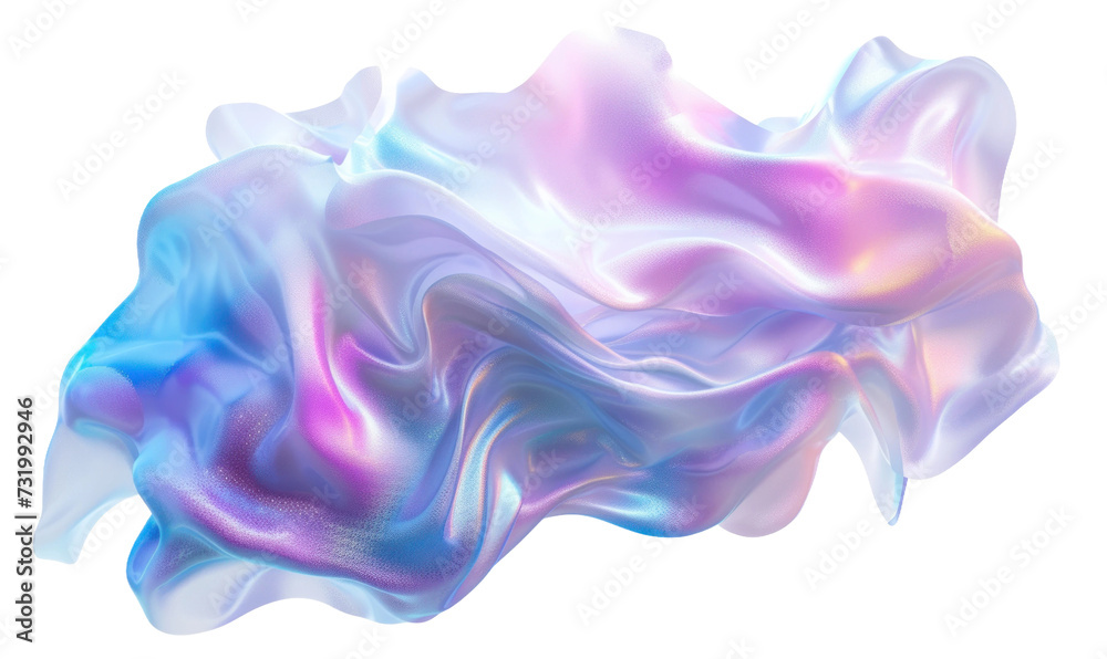 Vibrant Holographic Waves Isolated on White Background. A Mesmerizing Texture of Flowing Colors and Shapes