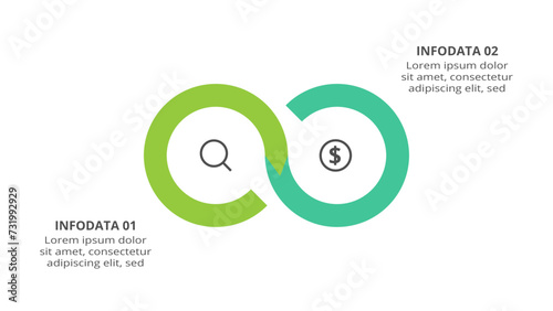 Creative concept for infographic with 2 steps, options, parts or processes. Business data visualization.