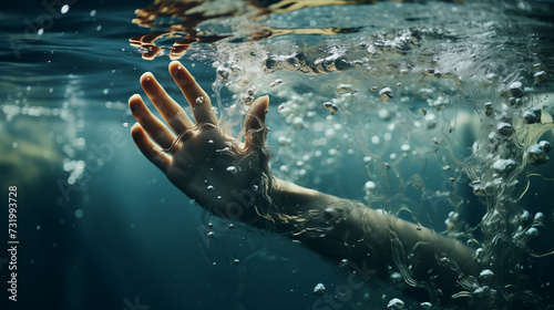 a man`s hand in the water