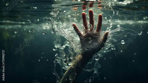 a man`s hand in the water