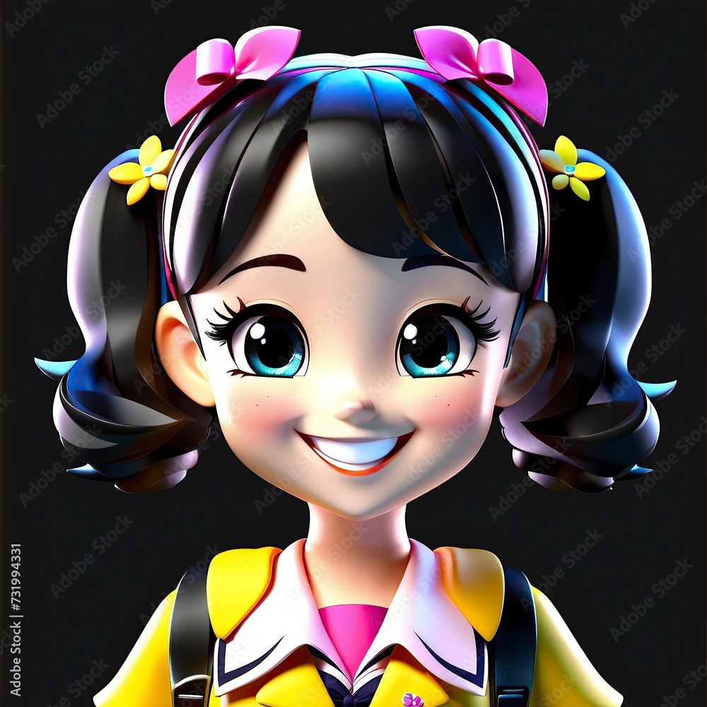Free 3D Cute School Boy Character Beaming on White Grinning Happily and Character Radiating Happiness seen Free 3D Cute School Boy Character Beaming on White Grinning Happily and Character Radiating Happiness seen
