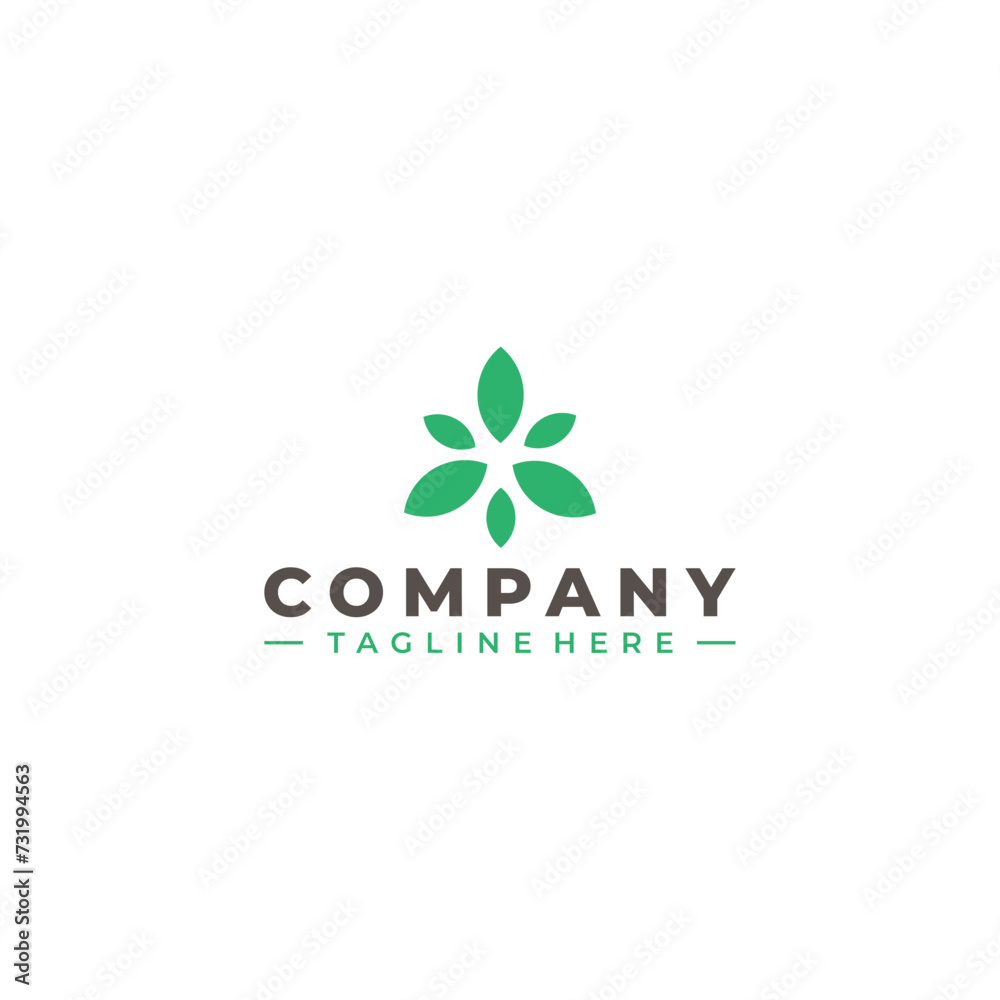 six leaf logo design vector