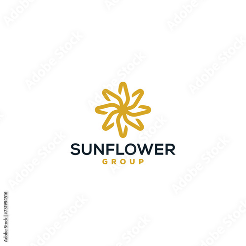 sun flower logo design vector