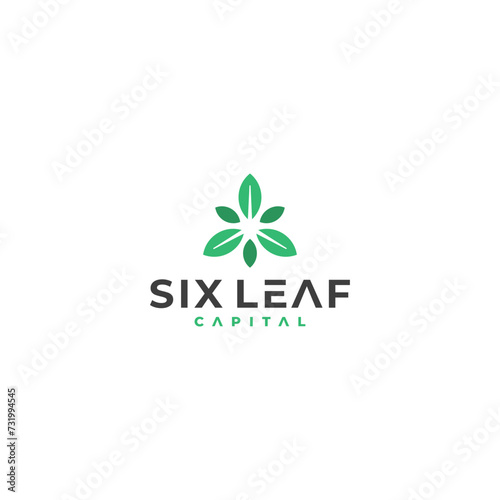 six leaf logo design vector