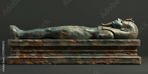 Egyptian sarcophagus with pharaoh inside his tomb  photo