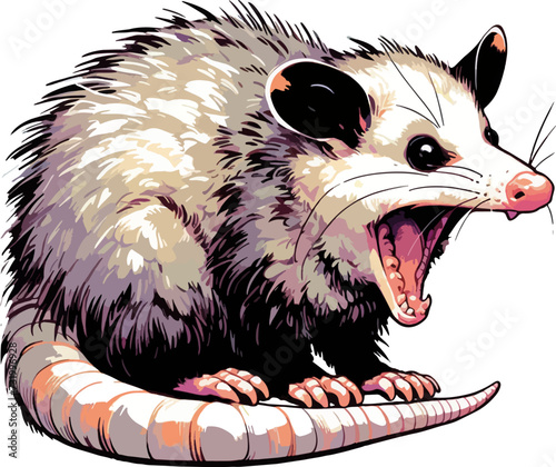 screaming opossum isolated illustration