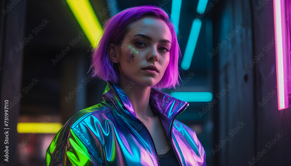 portrait of a beautiful cyberpunk style woman portrait of a beautiful cyberpunk style woman