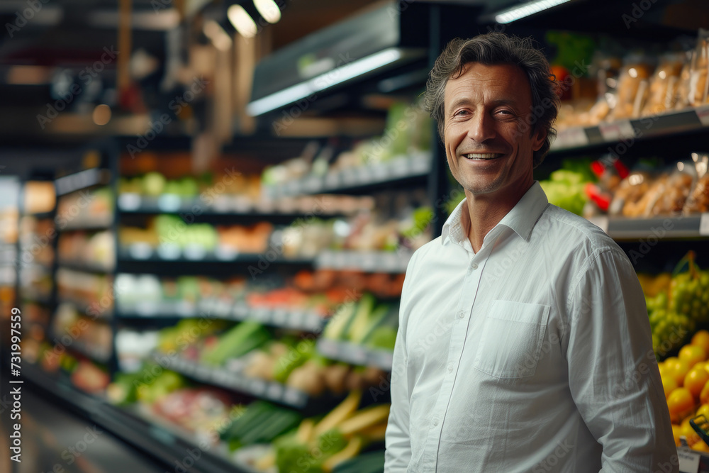 Casually Sharp: Proud Owner of Thriving Supermarket