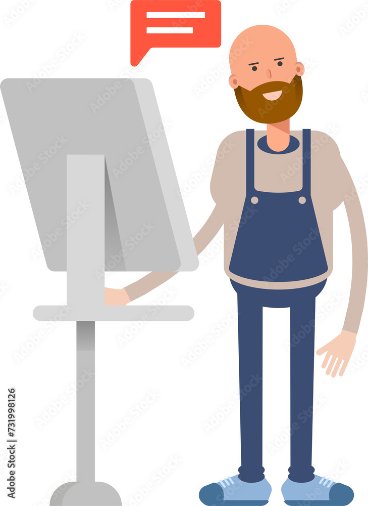 Male Barista Character Working on Computer
Male Barista Character Working on Computer