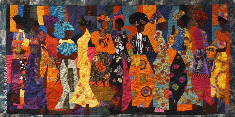 Fototapeta premium African American themed quilt background. 