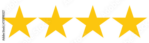 Four stars customer product rating review flat icon for apps and websites.  Vector illustration. Eps file 212.