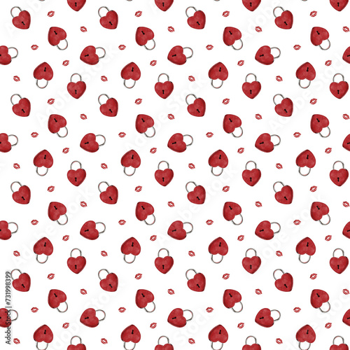 seamless pattern valentines day. romantic watercolor paintings for wrapping paper, fabric, backgrounds and more.