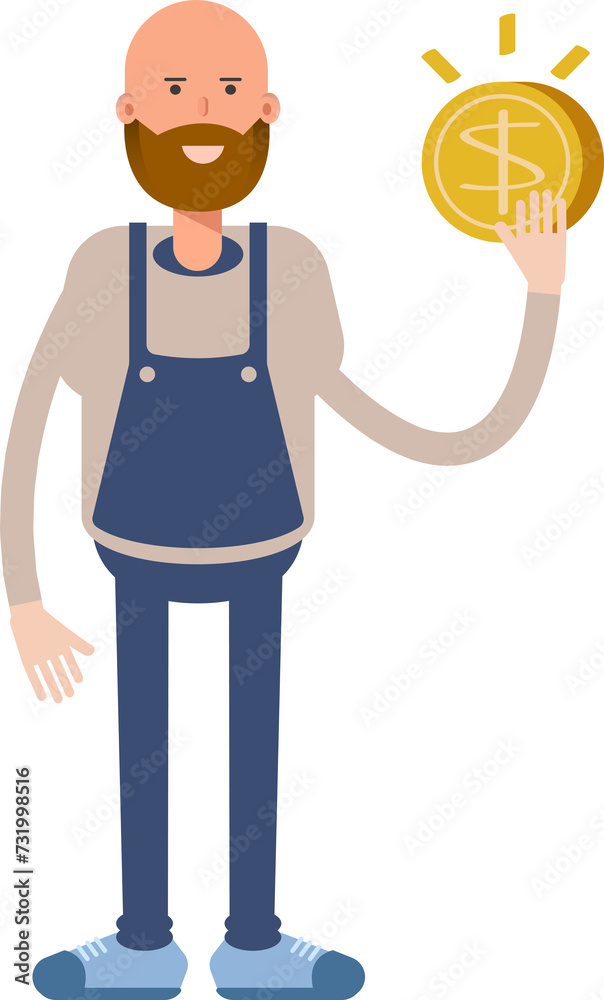 Male Barista Character Holding Dollar Coin
Male Barista Character Holding Dollar Coin