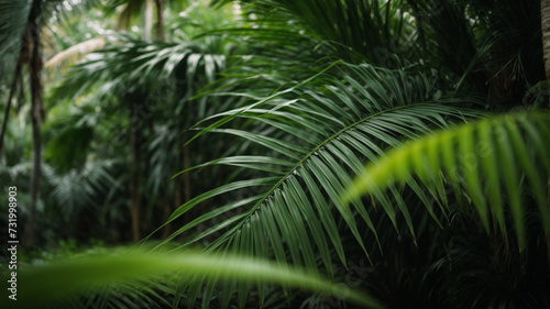 "Tropical Wilderness: Moody Full Frame View of Palm Foliage in the Jungle"