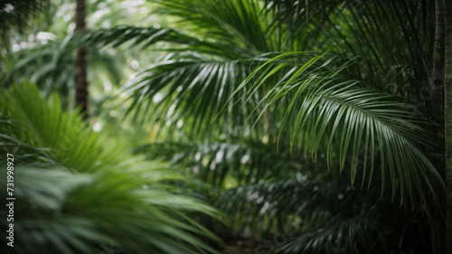  Tropical Wilderness  Moody Full Frame View of Palm Foliage in the Jungle      