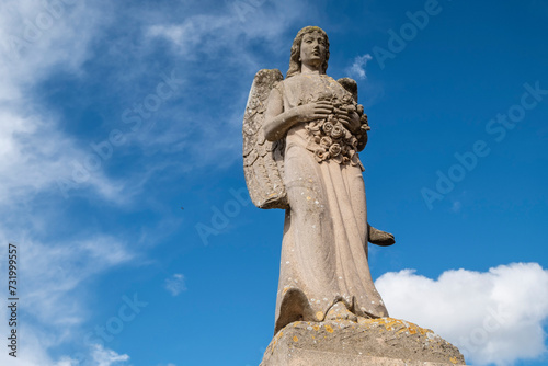 angel over Miguel Mataro funerary monument, Llucmajor cemetery, Mallorca, Balearic Islands, Spain