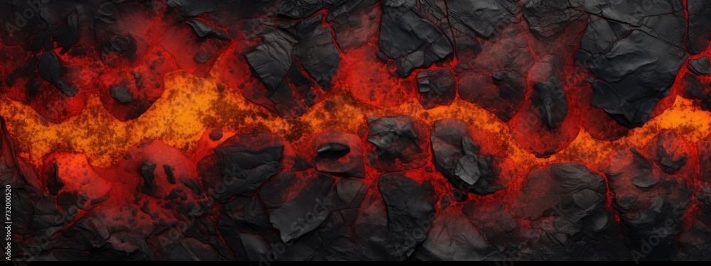 Abstract background of extinct lava with red and yellow gaps. banner, wallpaper Abstract background of extinct lava with red and yellow gaps. banner, wallpaper