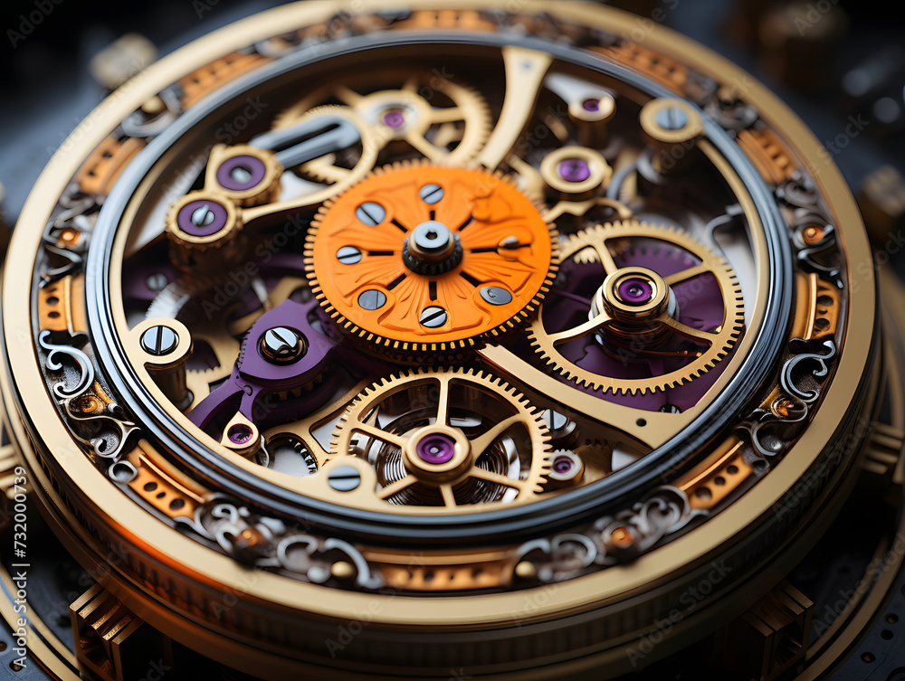 Clockwork gears with golden gears