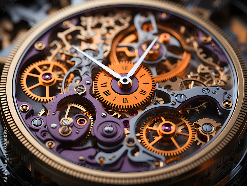 Clockwork gears with golden gears