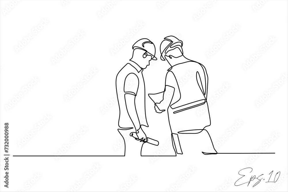 continuous line vector illustration design of building foreman continuous line vector illustration design of building foreman