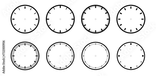 Clock face template isolated. Timer or Stopwatch. Blank Measuring Circle Scale Vector Illustration PNG photo