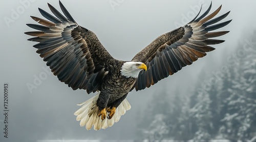 an eagle in the wild flying and sitting on a branch created by ai
