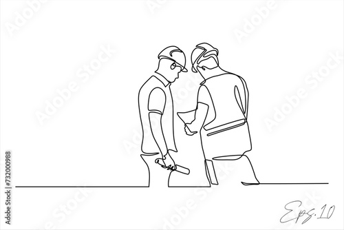 continuous line vector illustration design of building foreman