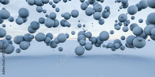 Fototapeta Naklejka Na Ścianę i Meble -  Floating Balls in the Air 3d render illustration