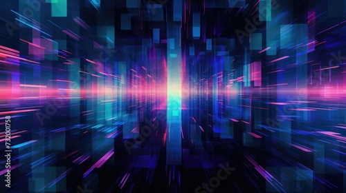 Abstract background with interlaced digital glitch and distortion effect. Futuristic cyberpunk design. cyberpunk aesthetic techno neon colors