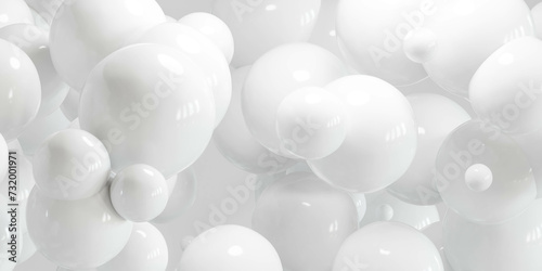 A Bunch of White Balloons Floating in the Air 3d render illustration