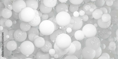 Floating White Balloons 3d render illustration