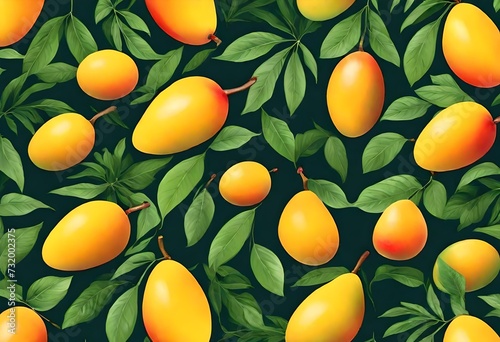Mango and leaf isolated white background