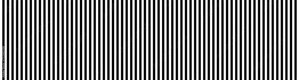 Black and white monochrome vertical stripes pattern. Wide banner. Simple design for backdrop. Uniform lines in contrasting tones creating visual rhythm and balance. Optical illusion. Vector. Black and white monochrome vertical stripes pattern. Wide banner. Simple design for backdrop. Uniform lines in contrasting tones creating visual rhythm and balance. Optical illusion. Vector.