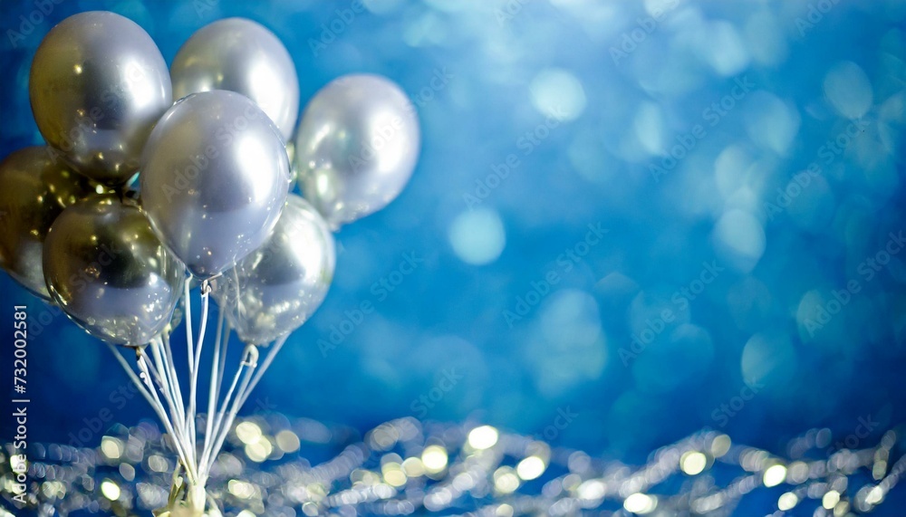 Festive Celebration Background with Helium Balloons, blue background copy space
Festive Celebration Background with Helium Balloons, blue background copy space