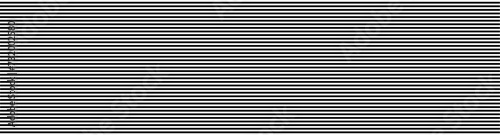 Black and white monochrome horizontal stripes pattern. Wide banner. Simple design for background. Uniform lines in contrasting tones creating visual rhythm and balance. Optical illusion. Vector.
