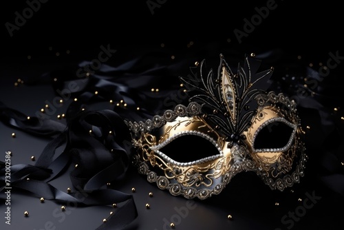 Masquerade mask on black background.