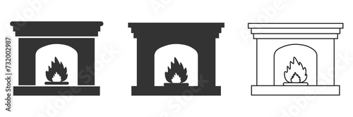 Fireplace icon. Interior home symbol set fireplace vector ilustration.