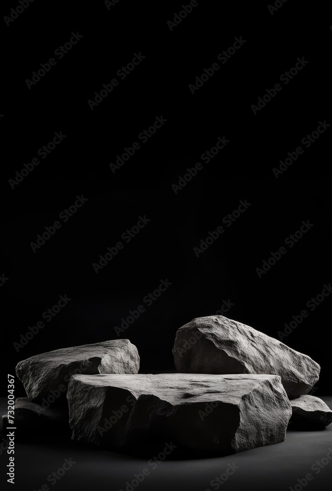 black stones for product presentation podium background.