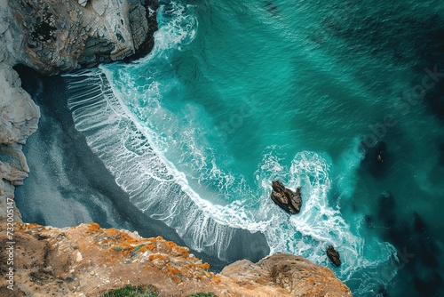 rugged beach from above